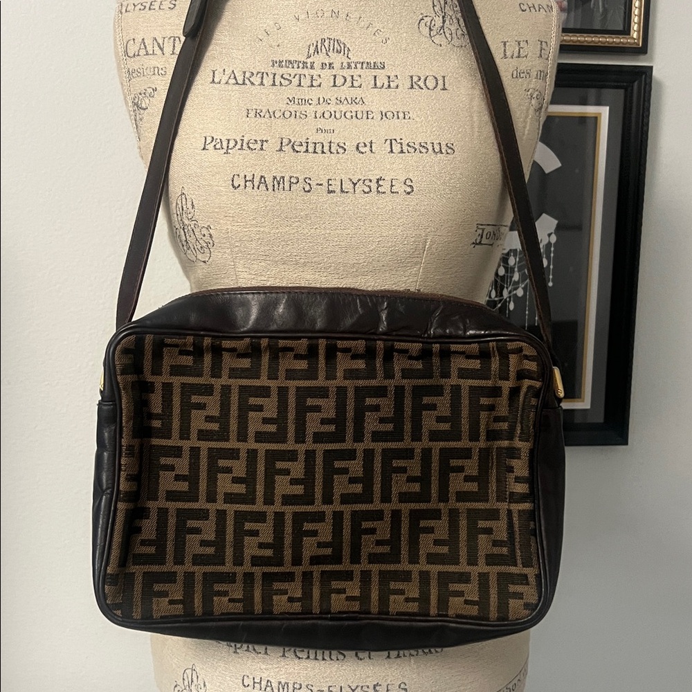 Vintage Fendi Brown FF Monogram Shoulder Bag - Picture 2 of 14
